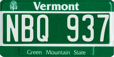 VT license plate NBQ937