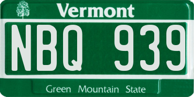 VT license plate NBQ939