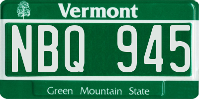 VT license plate NBQ945