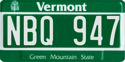 VT license plate NBQ947