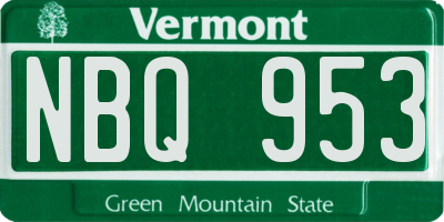 VT license plate NBQ953