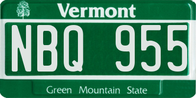 VT license plate NBQ955
