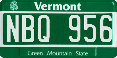 VT license plate NBQ956
