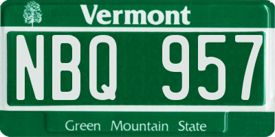 VT license plate NBQ957