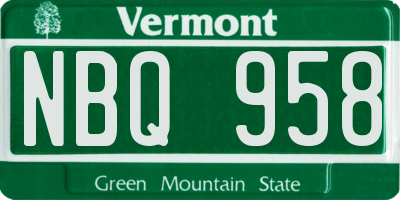 VT license plate NBQ958