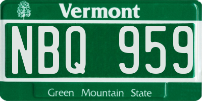 VT license plate NBQ959