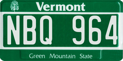 VT license plate NBQ964