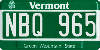 VT license plate NBQ965
