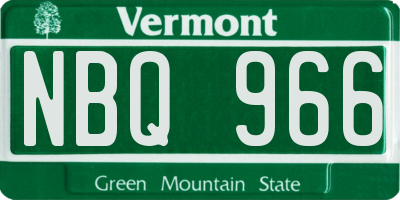 VT license plate NBQ966
