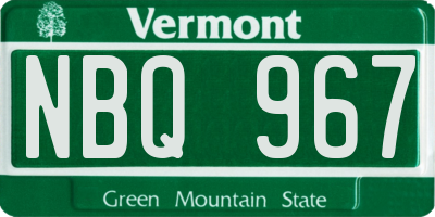 VT license plate NBQ967