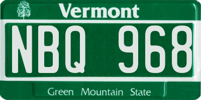 VT license plate NBQ968