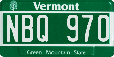 VT license plate NBQ970
