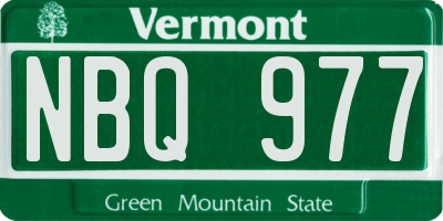 VT license plate NBQ977