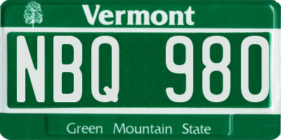 VT license plate NBQ980