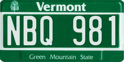 VT license plate NBQ981