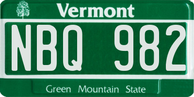 VT license plate NBQ982