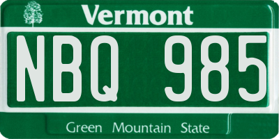 VT license plate NBQ985