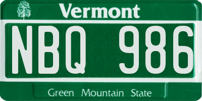 VT license plate NBQ986