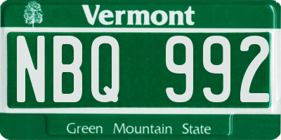 VT license plate NBQ992