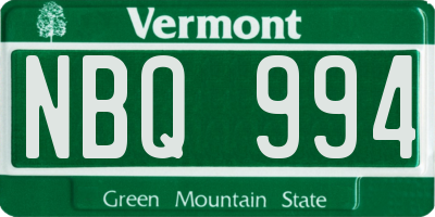 VT license plate NBQ994