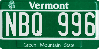 VT license plate NBQ996