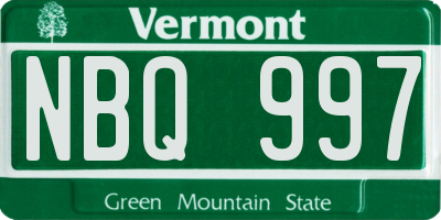 VT license plate NBQ997