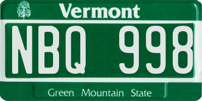 VT license plate NBQ998