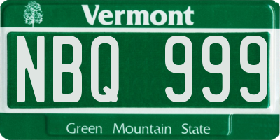 VT license plate NBQ999