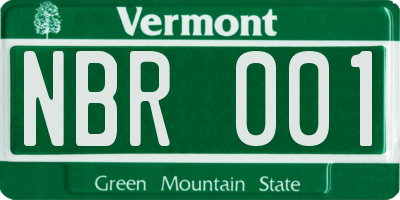 VT license plate NBR001