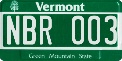 VT license plate NBR003