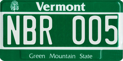 VT license plate NBR005