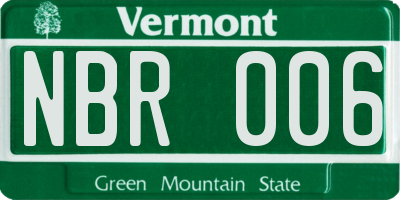 VT license plate NBR006