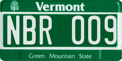 VT license plate NBR009