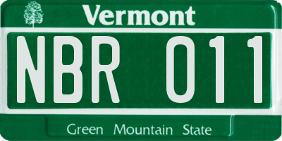 VT license plate NBR011