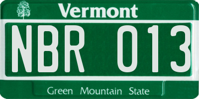 VT license plate NBR013