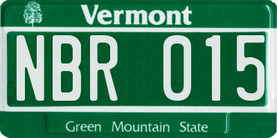 VT license plate NBR015