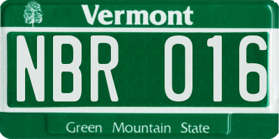 VT license plate NBR016