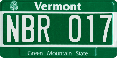 VT license plate NBR017