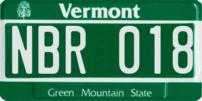 VT license plate NBR018