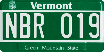 VT license plate NBR019