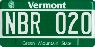 VT license plate NBR020