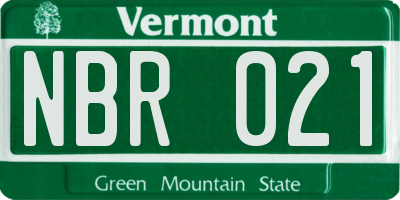 VT license plate NBR021