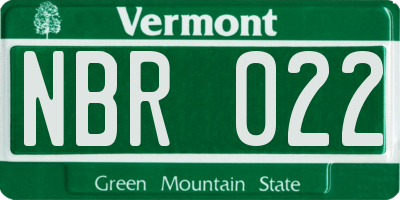 VT license plate NBR022