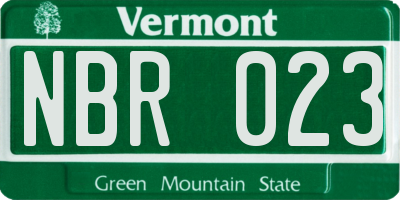 VT license plate NBR023