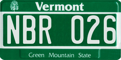 VT license plate NBR026