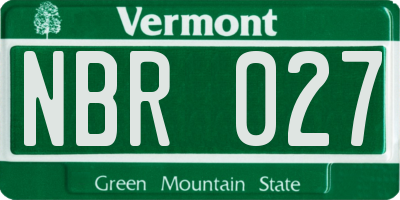 VT license plate NBR027