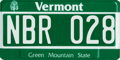 VT license plate NBR028