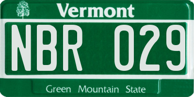 VT license plate NBR029