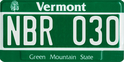 VT license plate NBR030