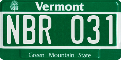 VT license plate NBR031